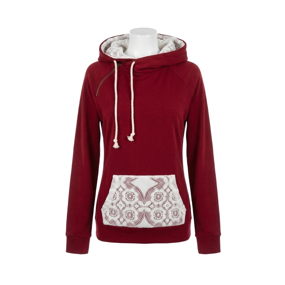 NEW AMPERSAND AVE doublehood™ sweatshirt in lovely lace burgundy